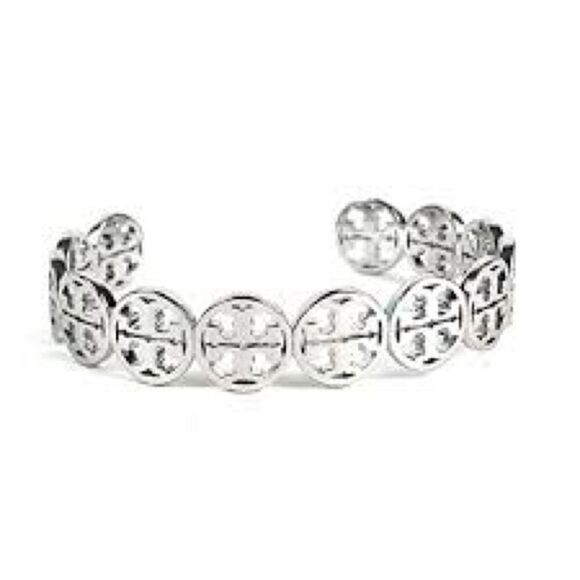 NWTTory Burch Silver T Round Circle Cuff Bangle Bracelet